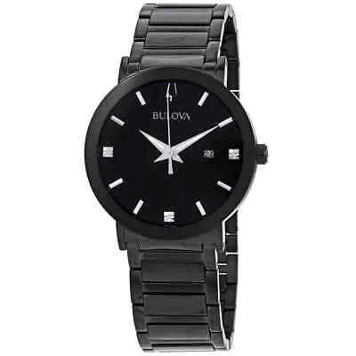 Pre-owned Bulova Modern Diamond Black Dial Men's Watch 98d144