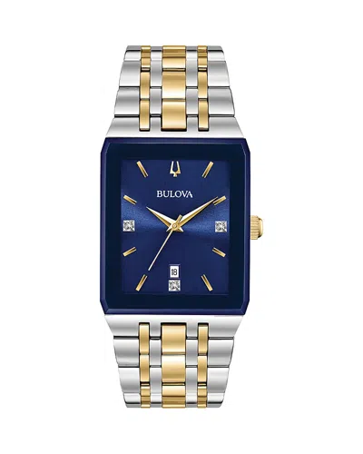 Bulova Modern Quadra Watch, 31mm X 45mm In Blue/two-tone