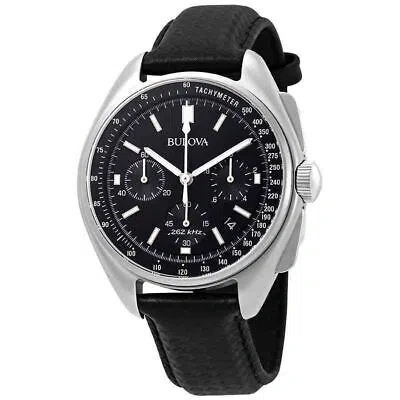 Pre-owned Bulova Moon Apollo Lunar Pilot Chronograph Black Dial Quartz Men's Watch 96b251
