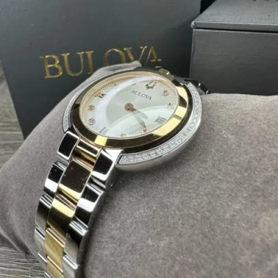 Pre-owned Bulova New✅50 Diamonds✅  Rubaiyat Silver Rose Gold Steel Watch 35mm 98r247 $995