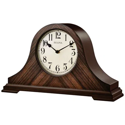 Bulova Norlwalk Walnut 15 1/4"w Tambour Mantel Clock