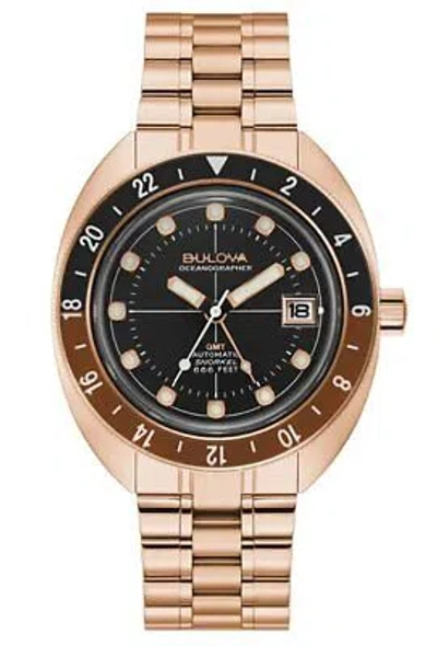 Pre-owned Bulova Oceanographer 97b215 Men's Automatic Watch 41mm Case Rose Tone Band