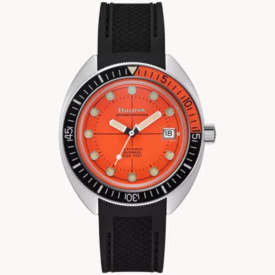Bulova Oceanographer Automatic Rubber Mens Watch In Orange