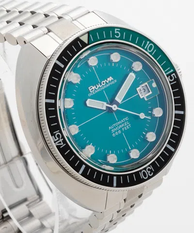 Pre-owned Bulova Oceanographer Devil Diver Green Dial Automatic Sapphire Men's Watch