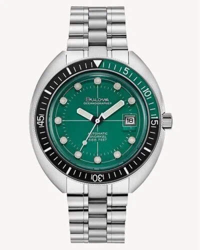 Pre-owned Bulova Oceanographer Automatic Sapphire Devil Diver Green Dial Men's Watch
