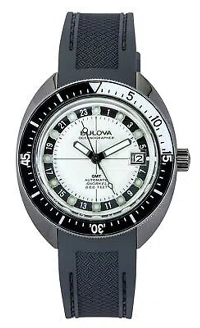 Pre-owned Bulova Oceanographer Gmt Full Lume White Dial Automatic Devil 98b407 Mens Watch