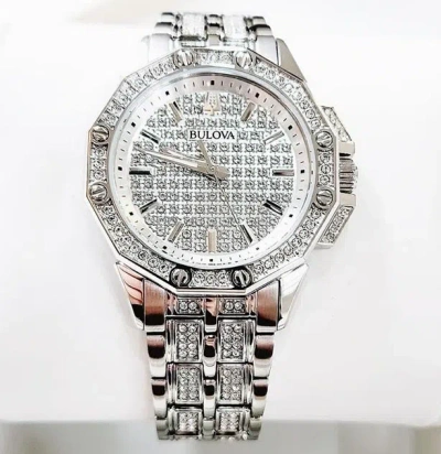 Pre-owned Bulova Octava Crystal Silver White Dial Dress Women's Watch 96l305