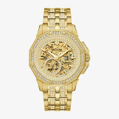 Bulova Octava Mens Automatic Gold Tone Stainless Steel Bracelet Watch 98a292