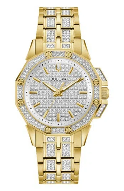 Bulova Octava Pavé Crystal Bracelet Watch, 34mm In Gold