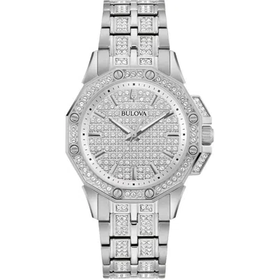 Bulova Octava Pavé Crystal Bracelet Watch, 34mm In Silver