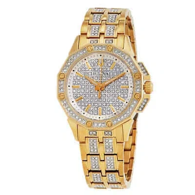 Pre-owned Bulova Octava Quartz Crystal Silver Dial Ladies Watch 98l302