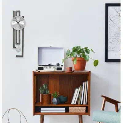 Bulova Oversized Wall Clock In Gray;silver