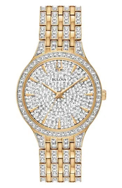 Bulova Pavé Crystal Bracelet Watch, 32mm In Gold