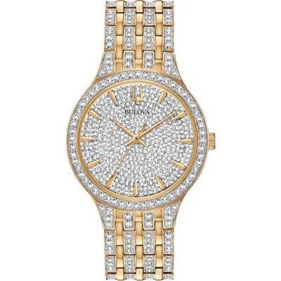 Bulova Pavé Crystal Bracelet Watch, 40mm In Gold