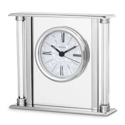 Bulova Pearl Clock In Silver