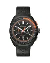 Bulova Men's Chronograph Racer Black Leather Strap Watch 42mm In Black/black