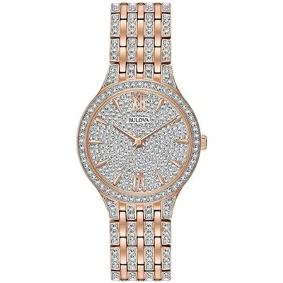 Bulova Phantom Crystal Dial Rose Gold Stainless Steel Women's Watch 98l235 In Multi