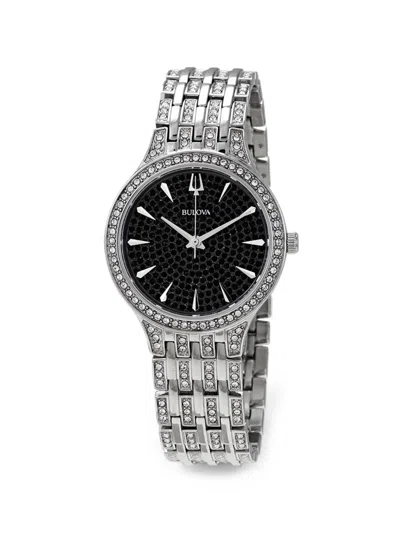 Bulova Phantom Crystal-embellished 32mm Watch In Black