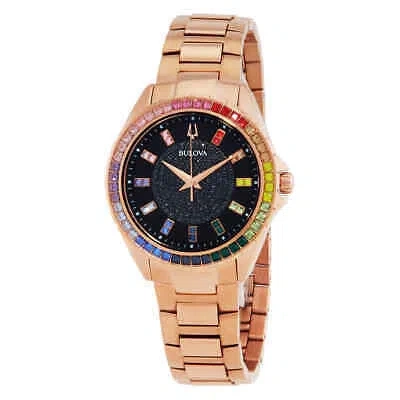 Pre-owned Bulova Phantom Quartz Crystal Black Dial Unisex Watch 97a180