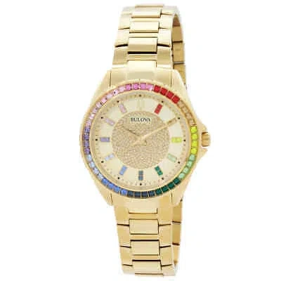 Pre-owned Bulova Phantom Quartz Crystal Champagne Dial Men's Watch 97a179