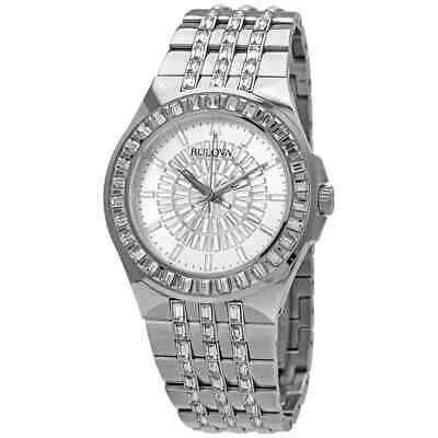 Pre-owned Bulova Phantom Quartz Crystal Silver Pave Dial Men's Watch 96a236