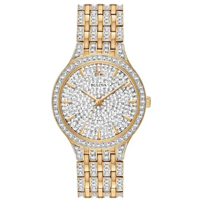 Pre-owned Bulova Phantom Women Quartz Crystal Gold Stainless Steel Watch 32mm 98l263