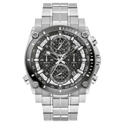 Pre-owned Bulova Precisionist 46mm Black Dial Silver Stainless Steel Strap Watch For...