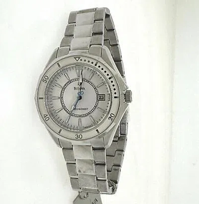 Pre-owned Bulova Precisionist 96m123 Women's Analog Round White Dial Stainless Steel Watch