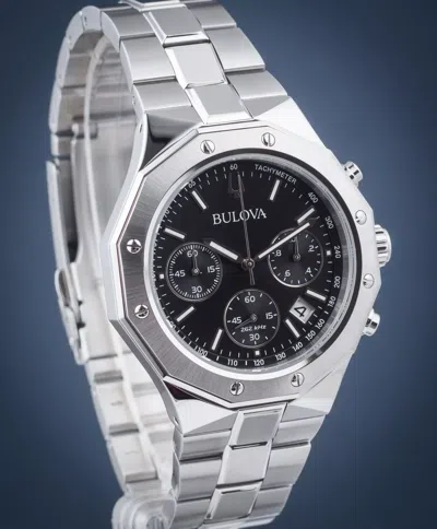 Pre-owned Bulova Precisionist Black Dial Octagon Chronograph Men's Watch 96b410