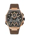 Bulova Precisionist Mens Chronograph Brown Leather Bracelet Watch 98b356 In Black/brown