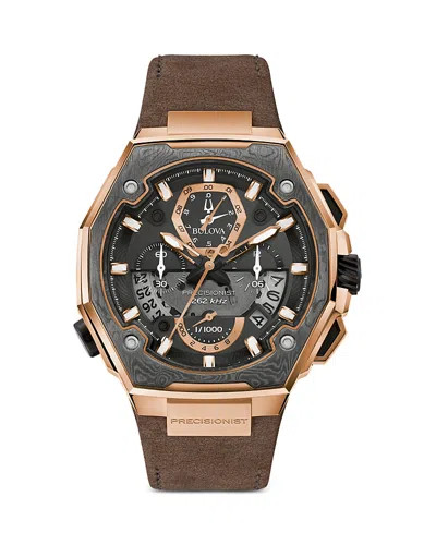 Bulova Precisionist Chronograph, 45mm In Black/brown