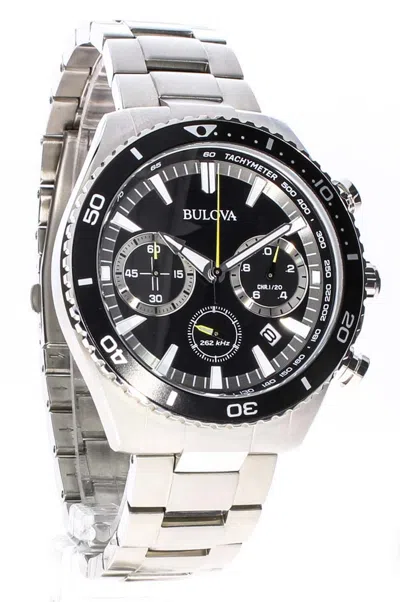 Pre-owned Bulova Precisionist Chronograph Black Dial Stainless Steel Men's Watch 98b298