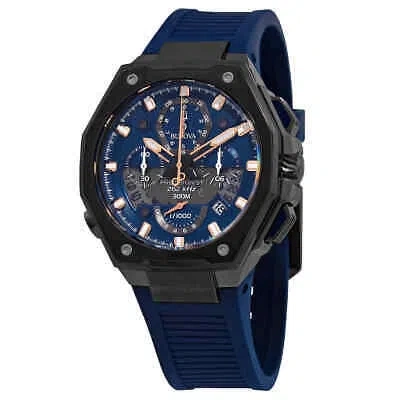 Pre-owned Bulova Precisionist Chronograph Quartz Blue Dial Men's Watch 98b357
