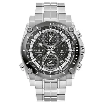 Pre-owned Bulova Precisionist Chronograph Stainless Steel Quartz Men's Watch 98b405 /