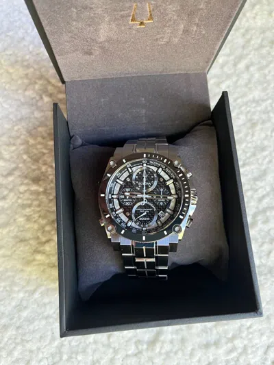 Pre-owned Bulova Precisionist Chronograph Stainless Steel Quartz Mens Watch 98b405
