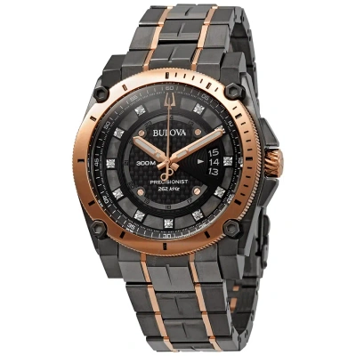 Bulova Precisionist Diamond Black Dial Men's Watch 98d149 In Metallic