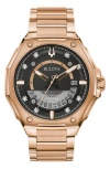 Bulova Men's Precisionist High Performance Quartz Diamond (1/20 Ct. T.w.) Rose Gold-tone Stainless Steel Br