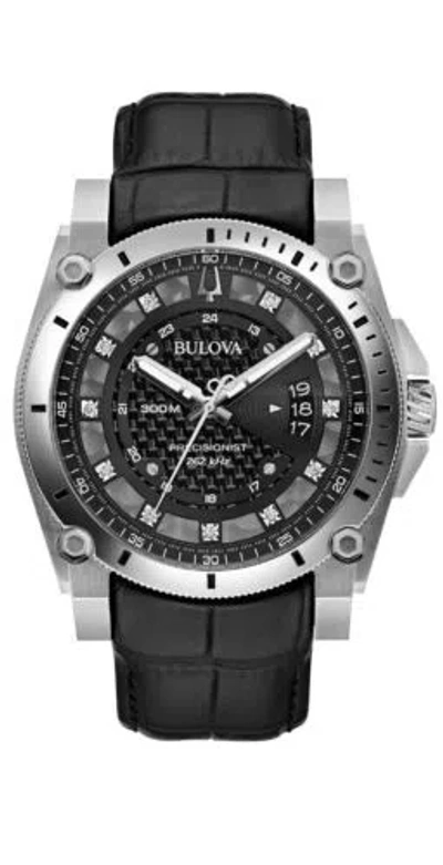 Pre-owned Bulova Precisionist Diamond Men's Icon Calendar Black Watch 46mm 96d147