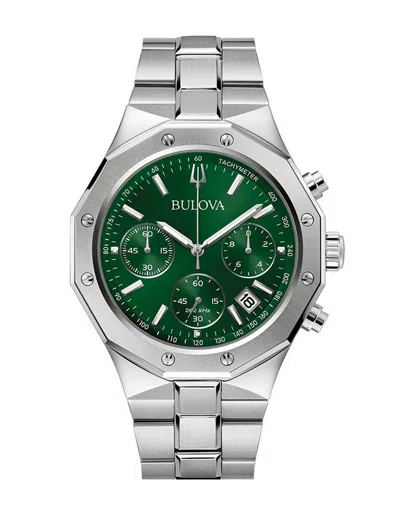 Pre-owned Bulova Precisionist Green Dial Octagon Chronograph Men's Watch 96b409
