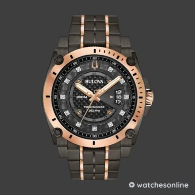 Pre-owned Bulova Precisionist Men's Quartz Diamond Accent Two-tone Black 46mm Watch 98d149
