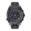 Bulova Precisionist Mens Chronograph Gray Stainless Steel Bracelet Watch 98b229 In Black