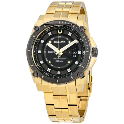 Bulova Precisionist Quartz Diamond Black Dial Men's Watch 98d156 In Gold