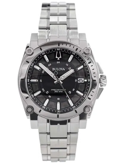 Pre-owned Bulova Precisionist Sapphire Crystal 96b417 Black Dial Date Display Men's Watch