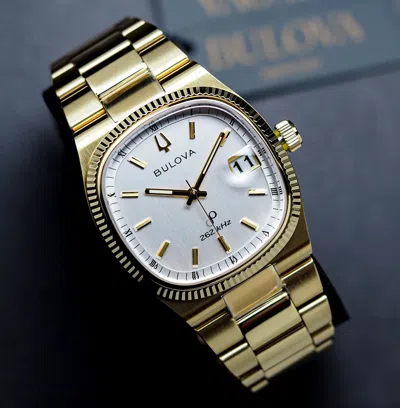 Pre-owned Bulova Precisionist Super Seville Men's Watch Gold Tone Sapphire Silver 97b223
