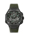 Bulova Precisionist Mens Chronograph Green Leather Bracelet Watch 98b355 In Black