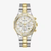 Bulova Prestige Mens Chronograph Two Tone Stainless Steel Bracelet Watch 98b450 In White