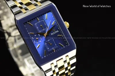 Pre-owned Bulova Quadra Blue Dial Two Tone Stainless Steel Quartz Men's Watch 98c150