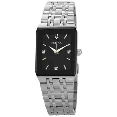 Bulova Quadra Quartz Diamond Black Dial Men's Watch 96d145