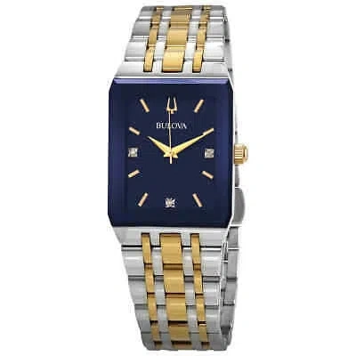 Pre-owned Bulova Quadra Quartz Diamond Blue Dial Men's Watch 98d154