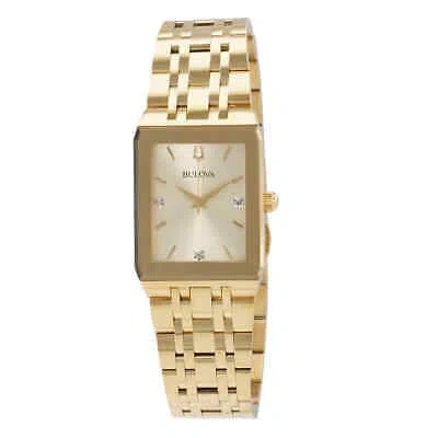 Pre-owned Bulova Quadra Quartz Diamond Champagne Dial Men's Watch 97d120